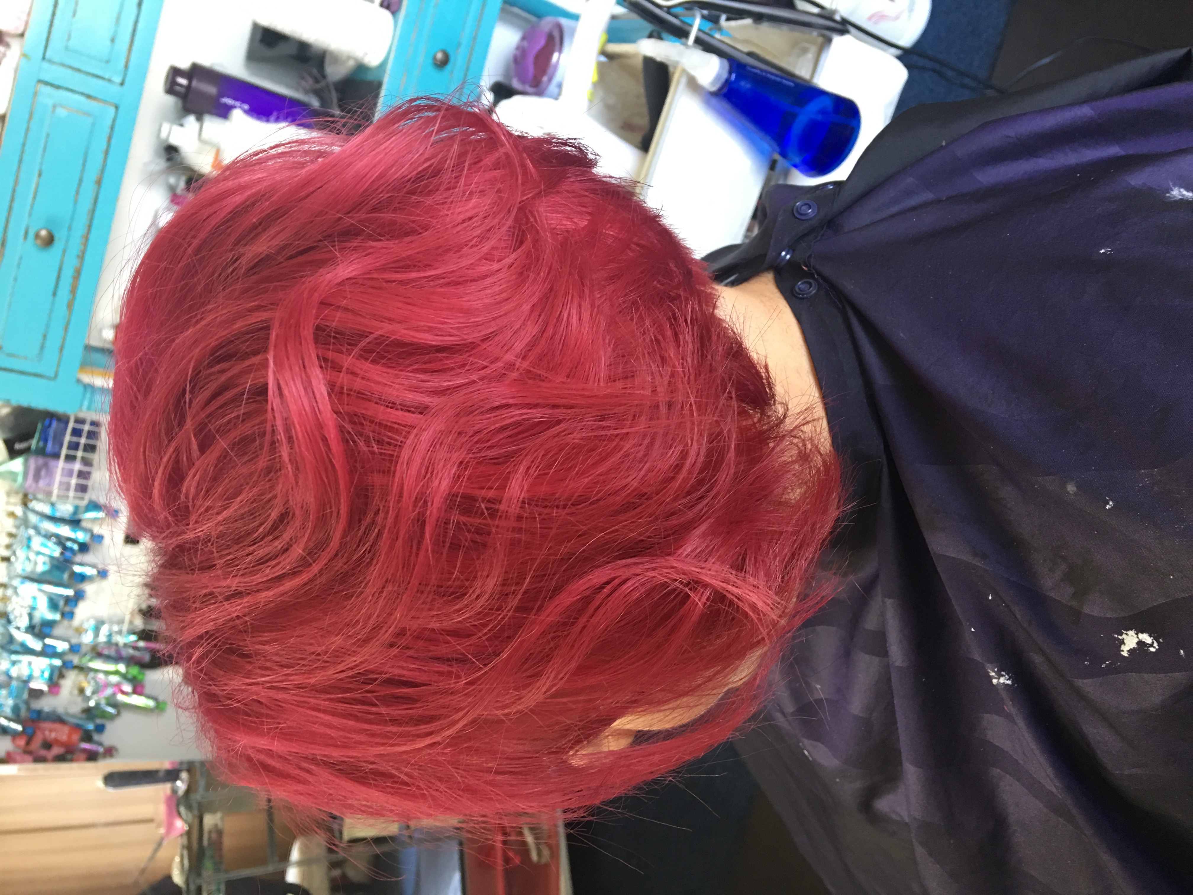 All over color above the ears
