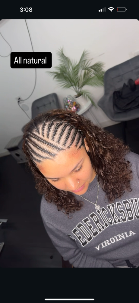 Natural Half Way Cornrows at BraidsByLashaya in Tacoma, WA