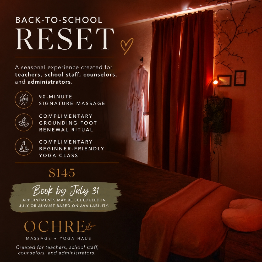 Back To School Reset at Ochre Massage + Yoga Haus in Colorado Springs, CO