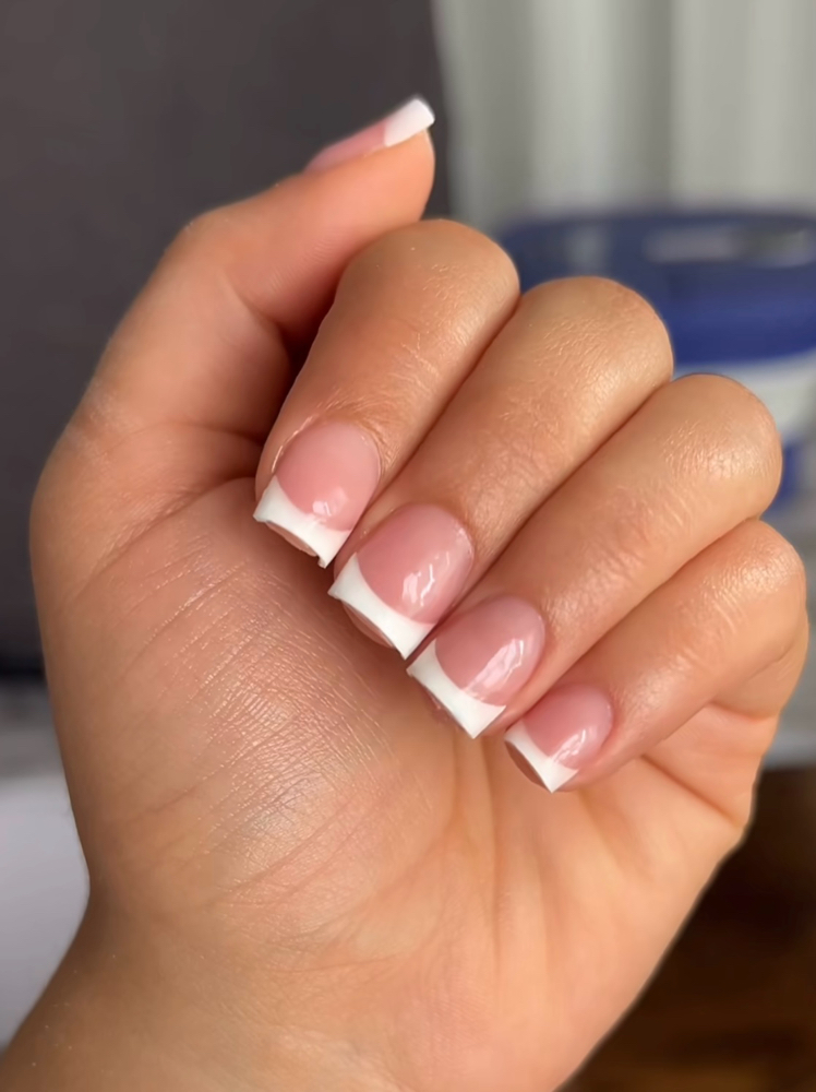 Short White Tip French at KatValentineBeauty in Columbus, OH