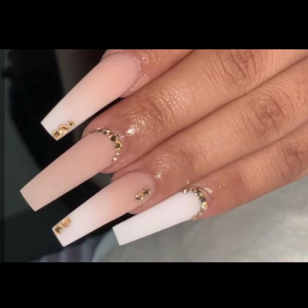 Special: Nude/Pink Nude & White at French Nails & Cocktails by Princess Bling Nail Studio in Dallas, TX