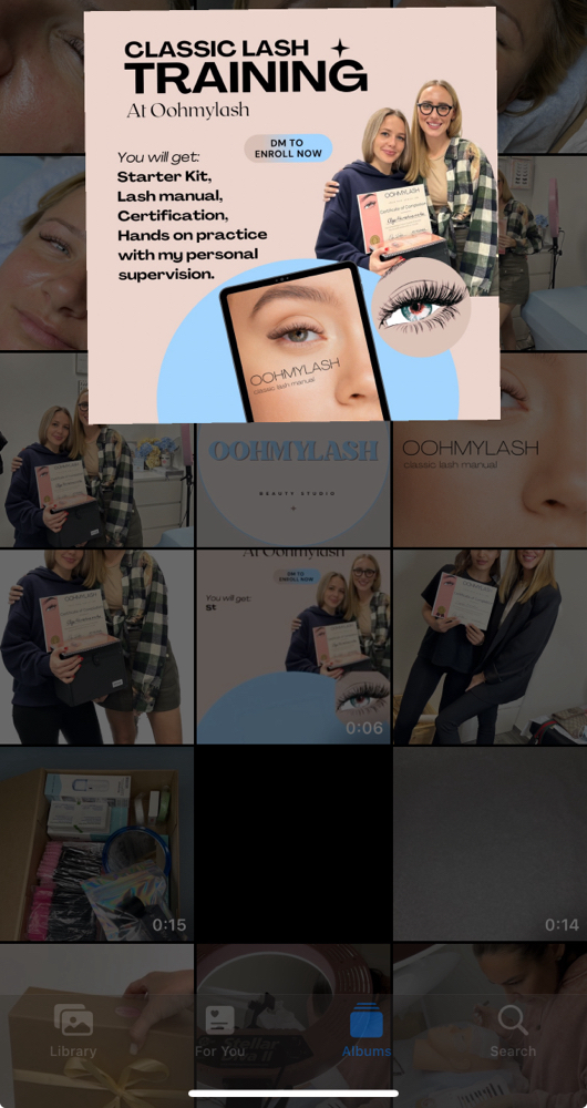 Individual Lash training at OOHMYLASH Studio in Brooklyn, NY