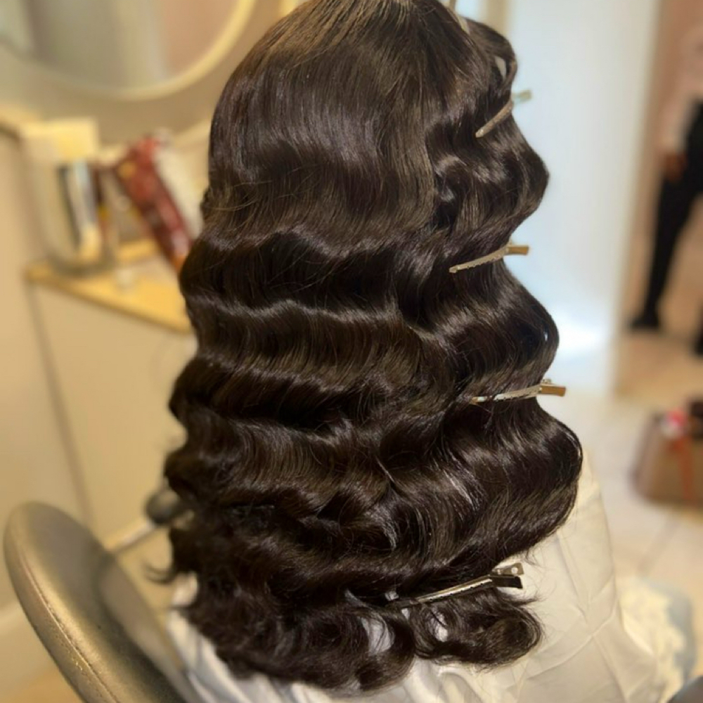 Glam Hollywood Waves at The Hair Seamstress in Houston, TX