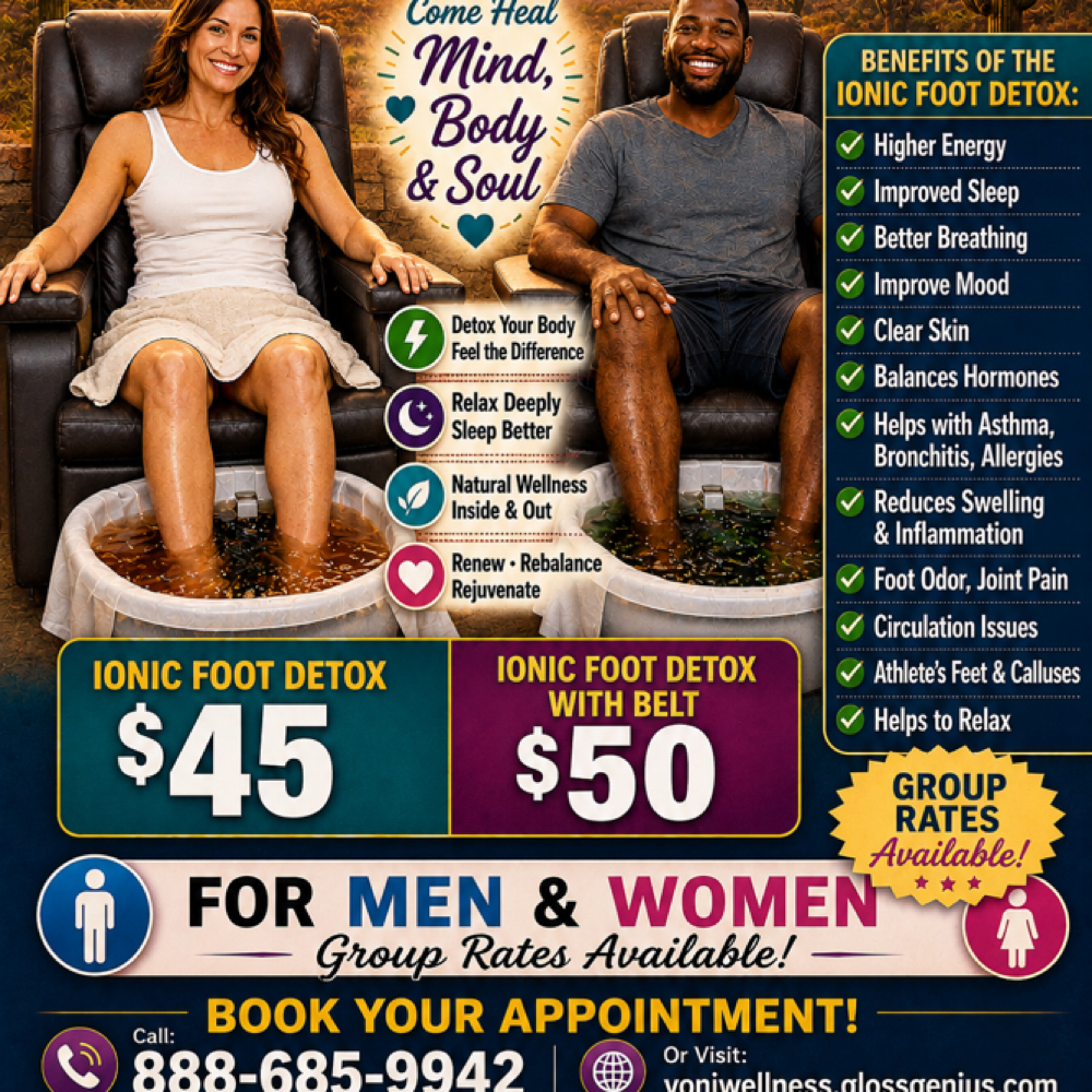 1 Day: Ionic Foot Detox at The Yoni Wellness Spot in El Centro, CA