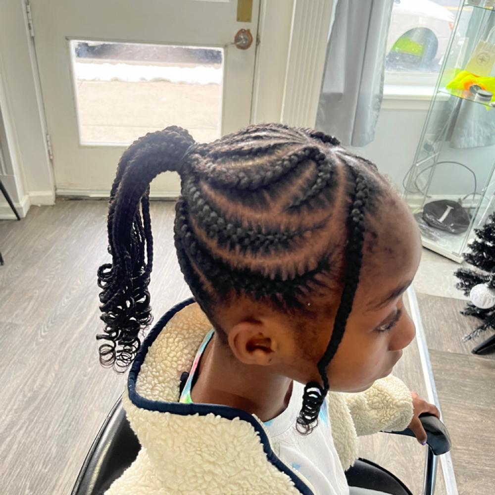 Kids Basic Cornrows at The Perfect Touch Beauty & Barber Salon in Bridgeport, CT