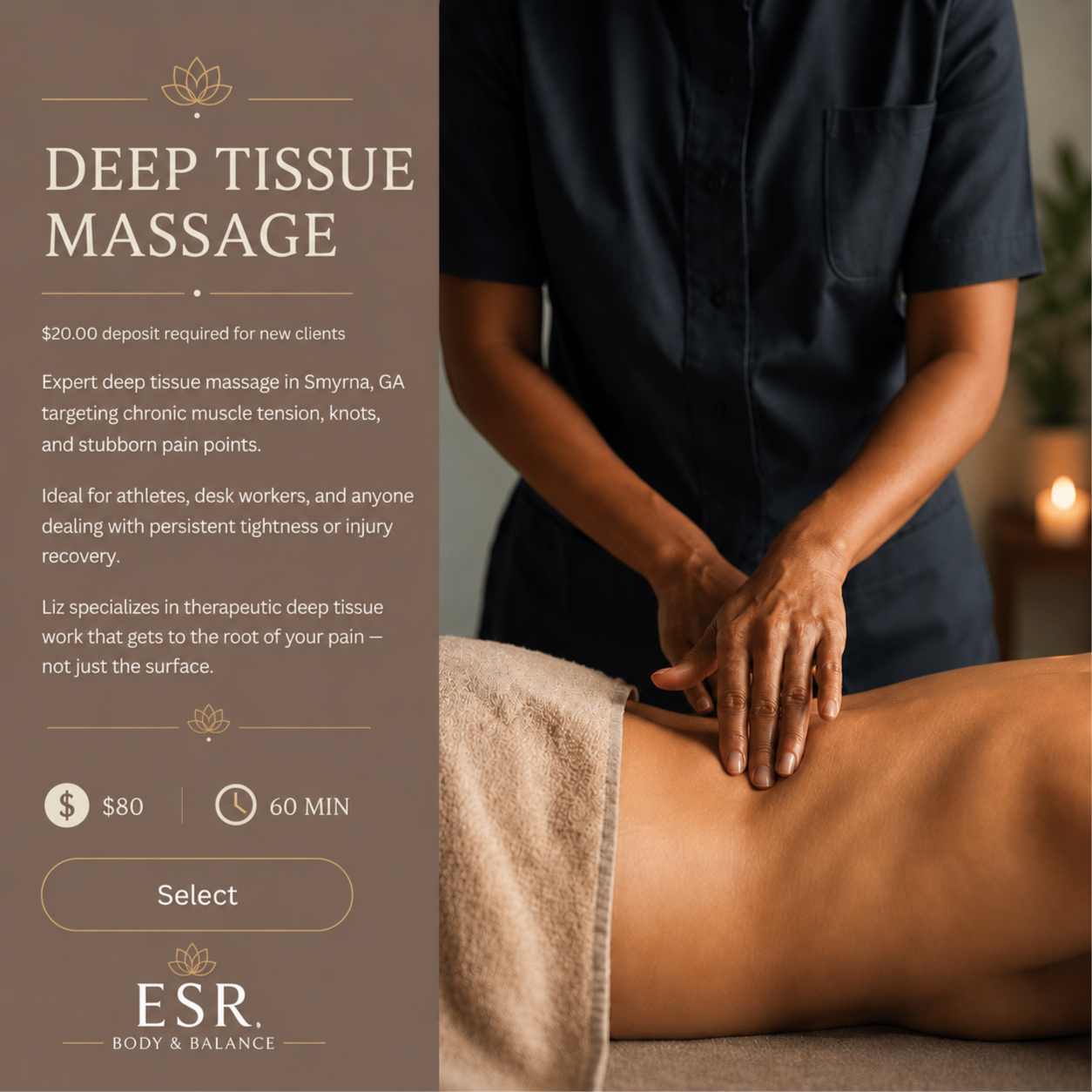 Deep Tissue Massage at ESR Body & Balance in Smyrna, GA