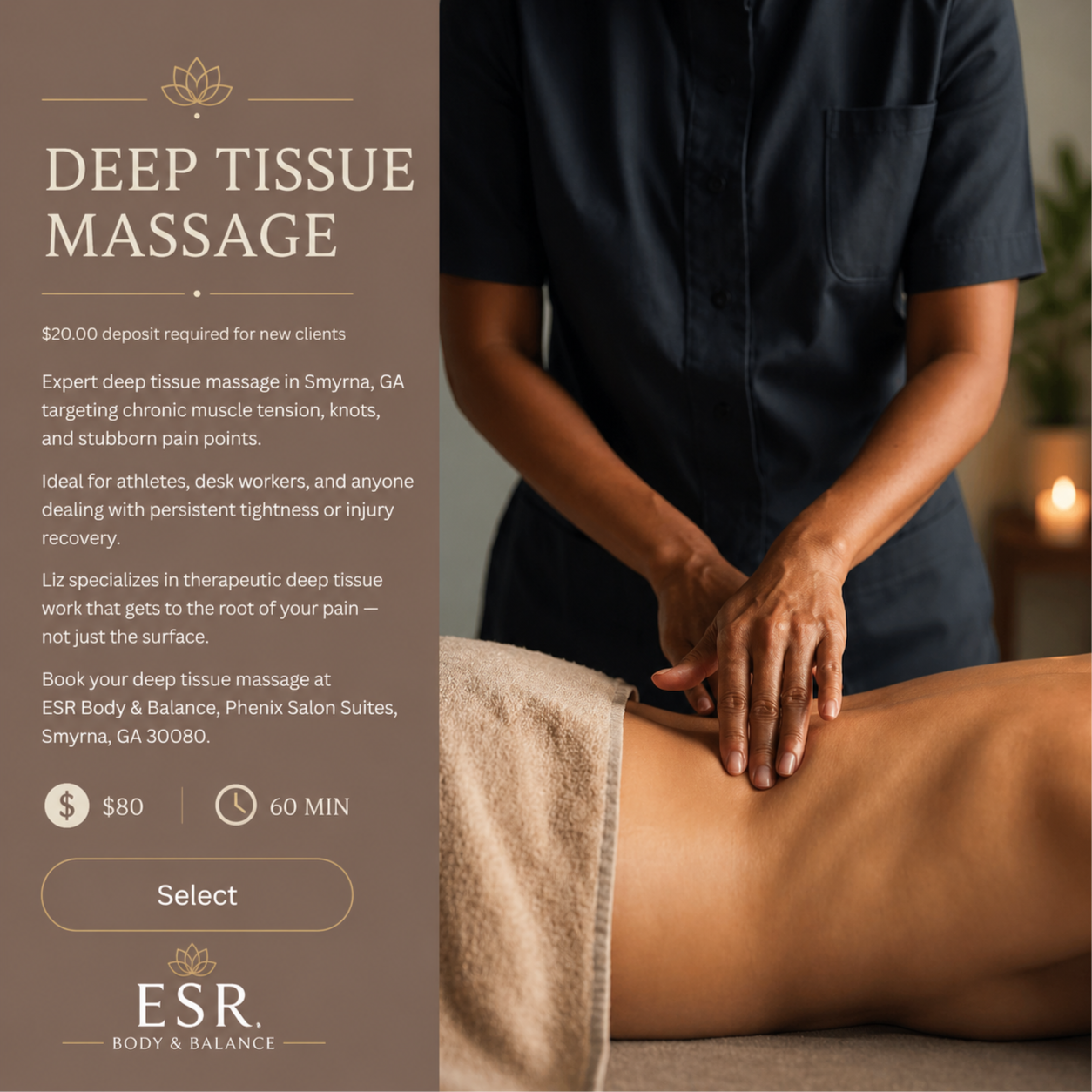 Deep Tissue Massage at ESR Body & Balance in Smyrna, GA