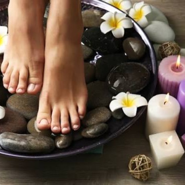 spa gel pedicure at L&G Hair and Nails Salon in Long Beach, NY