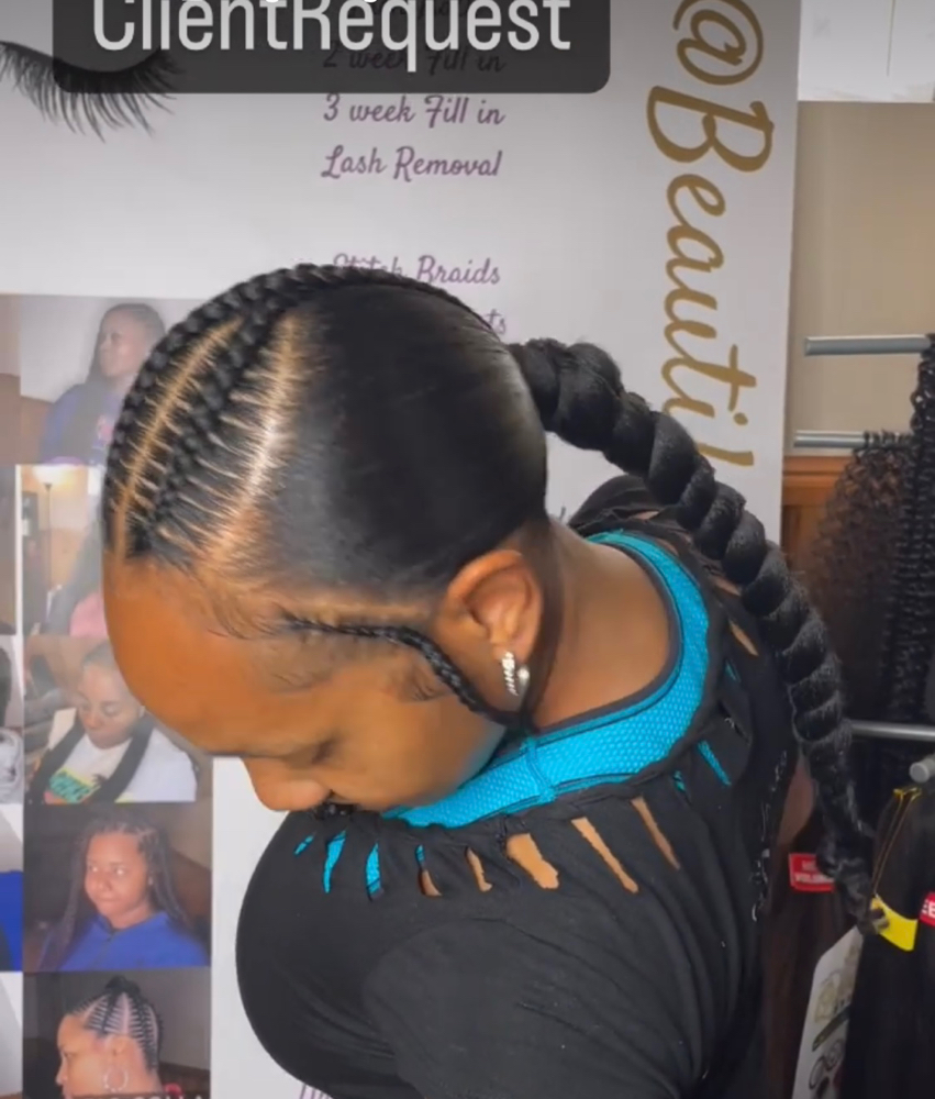 Ponytail w/4 Braids