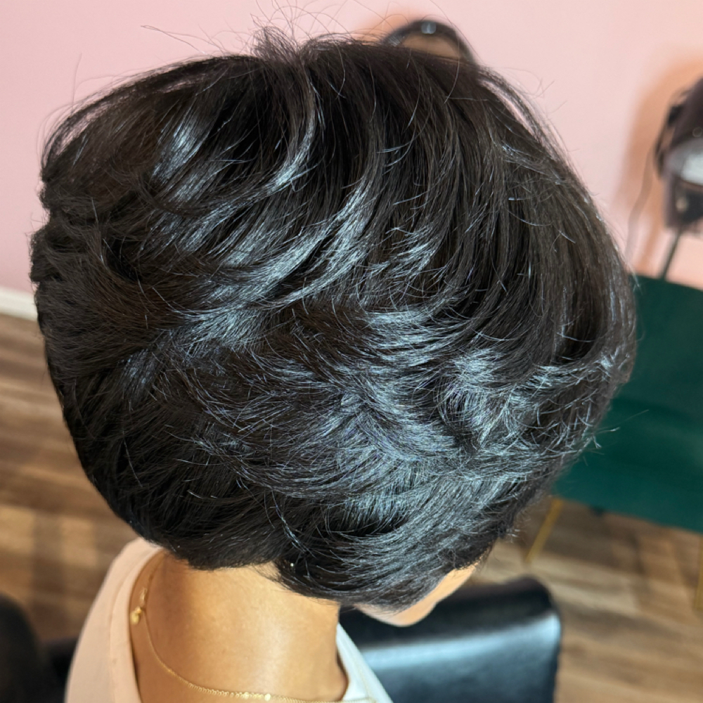 Bob Cut + Silk Therapy at Her Forte Salon in Farmington Hills, MI
