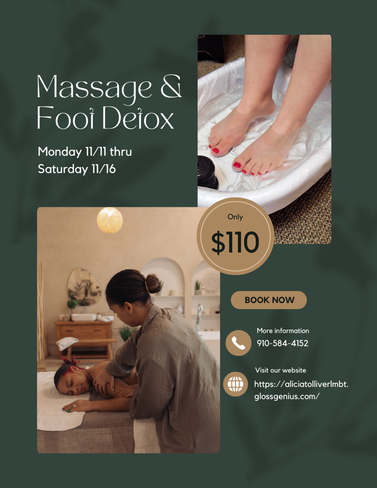 Relax & Detox Special at Alicia Tolliver LMBT in Fayetteville, NC