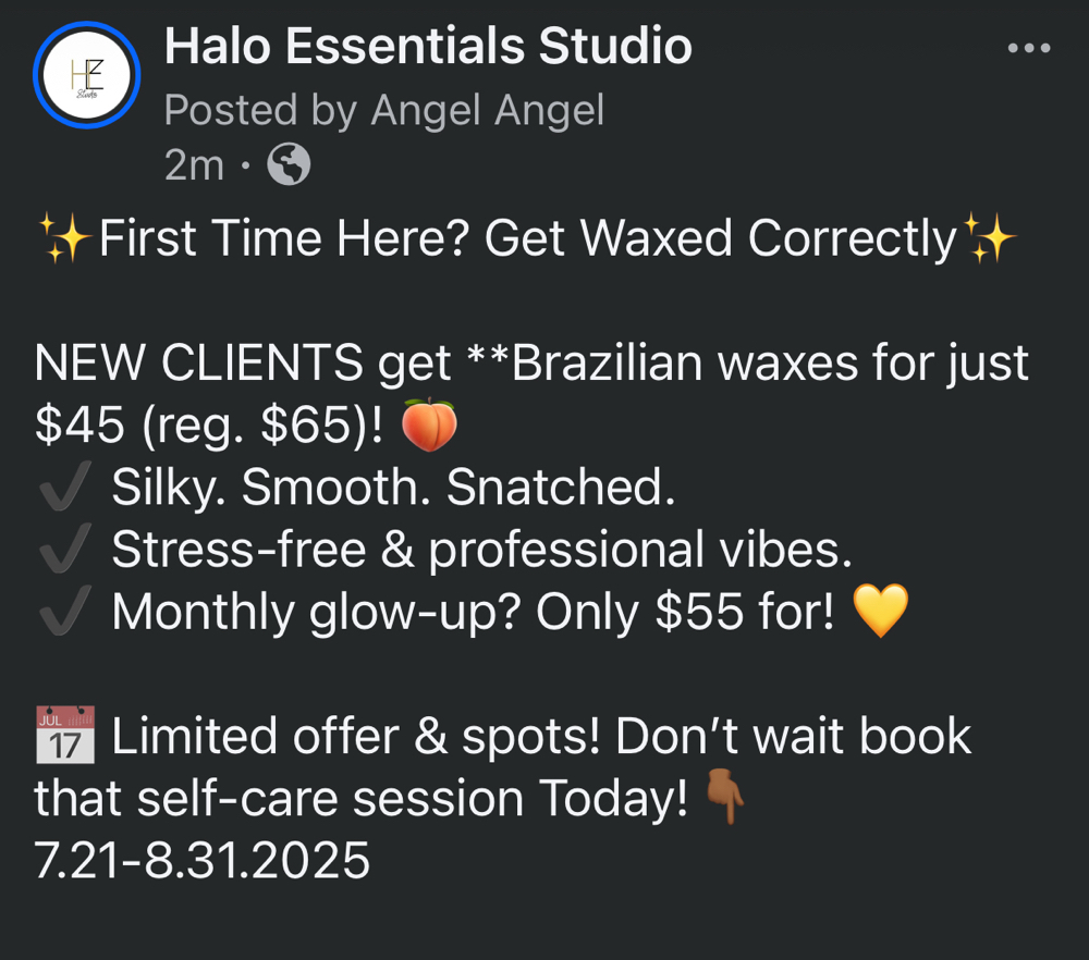 New Client Brazilian 7.21-8.31