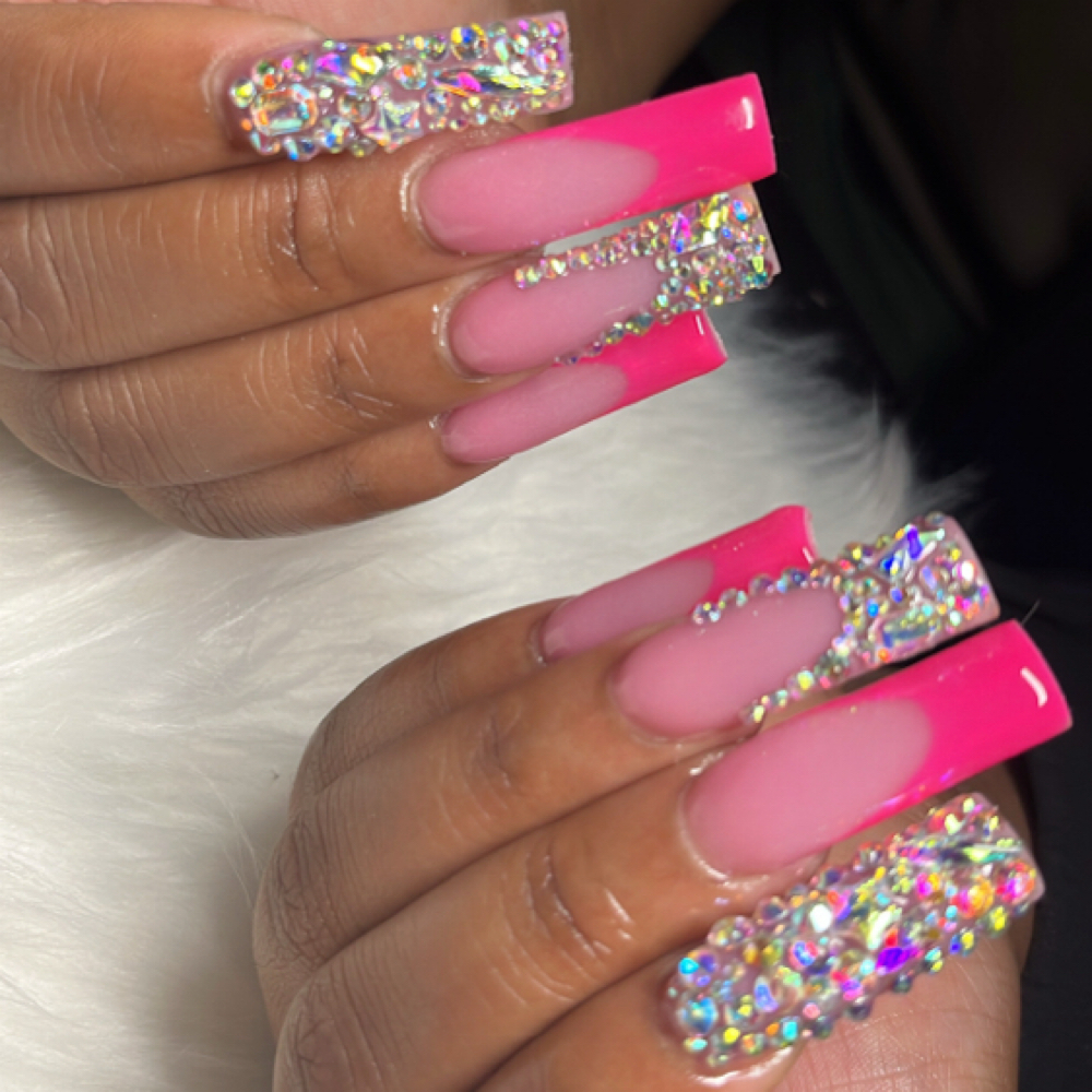 XXL French With Gems at URBEAUTINAILS in Nashville, TN
