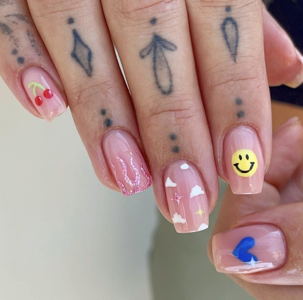 full set acrylic with gel polish
