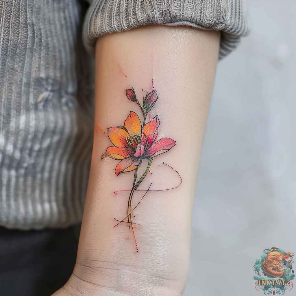 Abstract botanical fusion tattoos