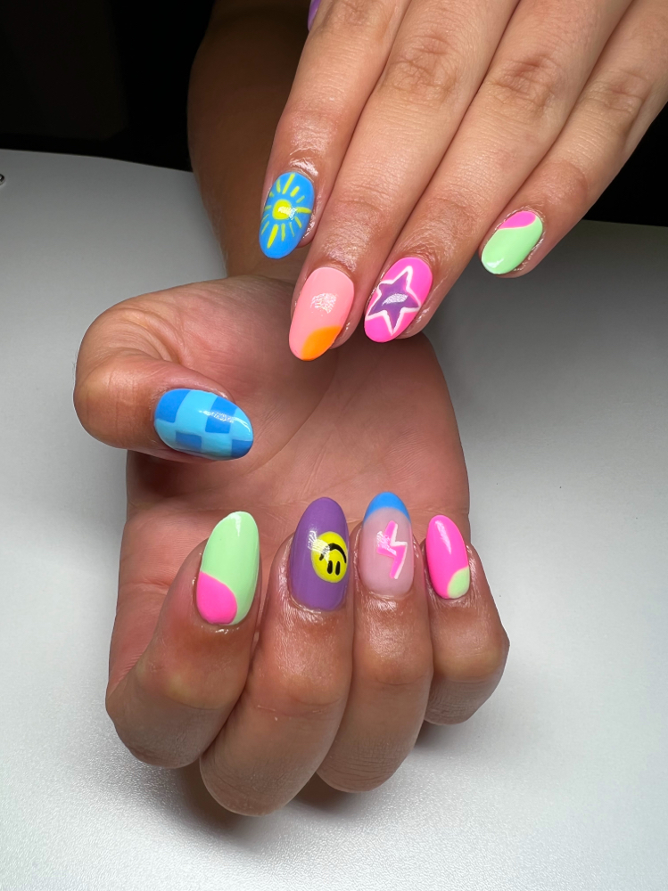 Gel Extensions with Nail Art