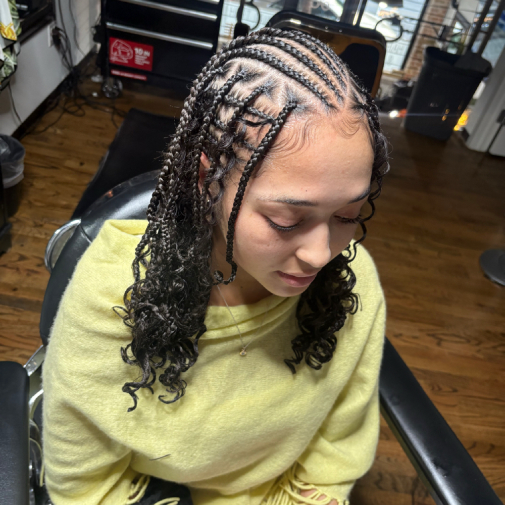 Medium Layer w/Box Braids at HairTechNiquee in Dallas, TX