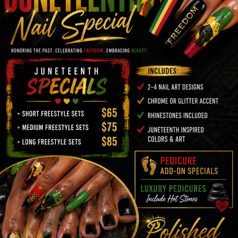 Juneteenth  Nail Special at Polished By Sheri LLC in Chicago, IL