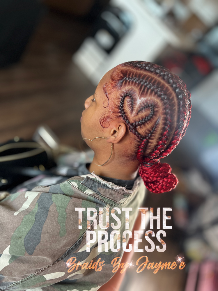 Stitch Braids W/ Bun And Designs