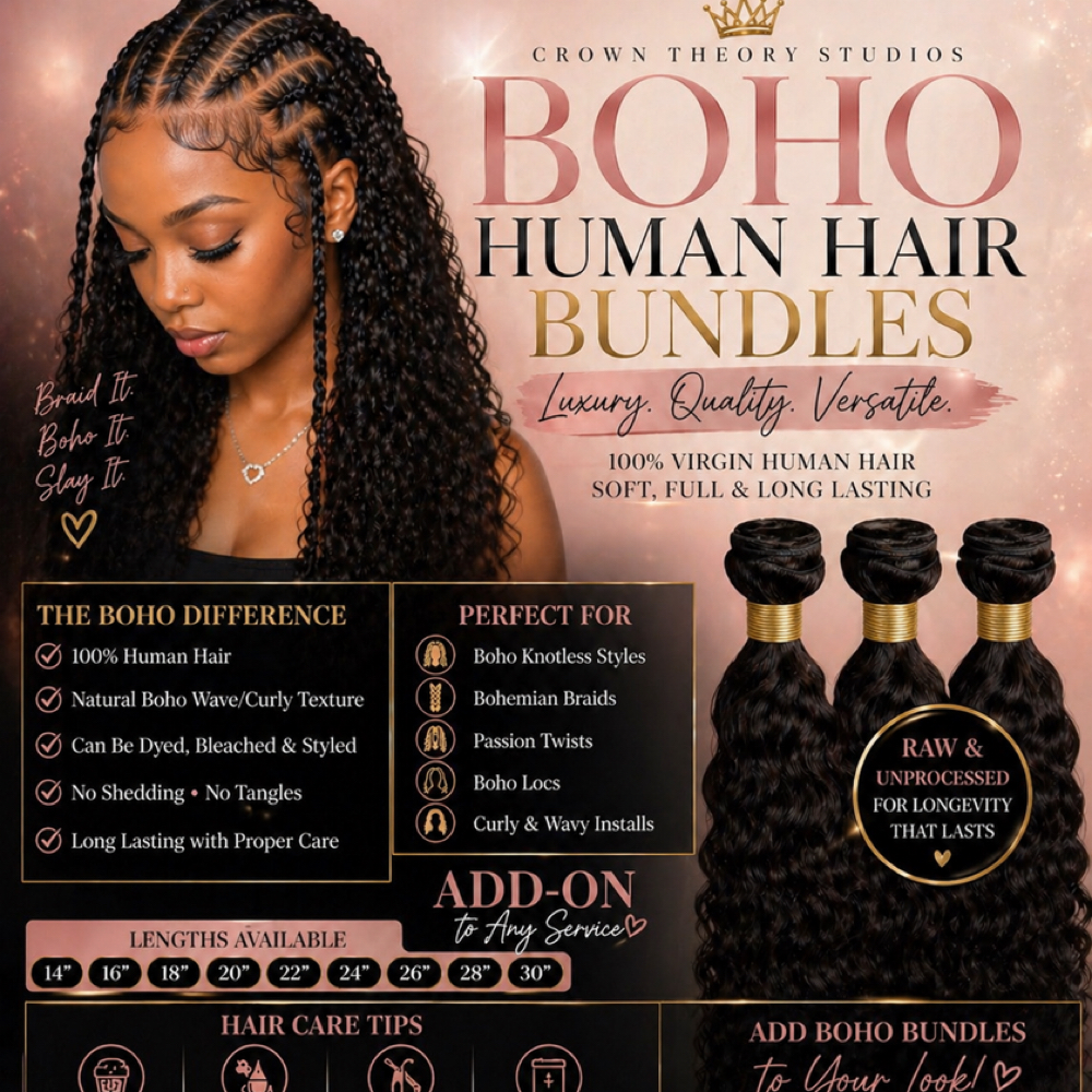 Boho Human Hair Add On at Crown Theory Studios in Holiday, FL