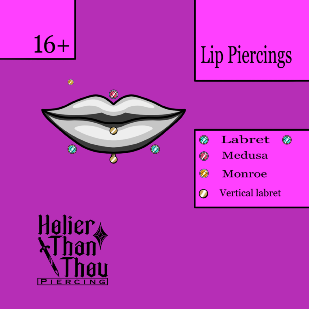 Lip Piercings (must be 16+) at Holier Than Thou Piercing in Richfield, WI