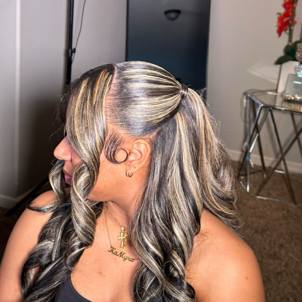 Half Up Half Down Quick Weave at Hair Chronicles in Wichita, KS