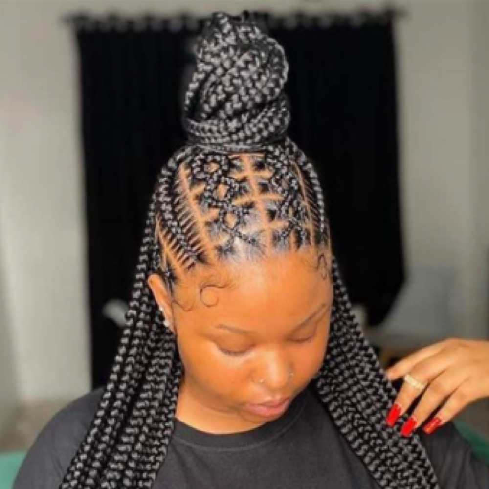 Braided Half Up & Down at Miracle Handz Hair Salon in Fairborn, OH