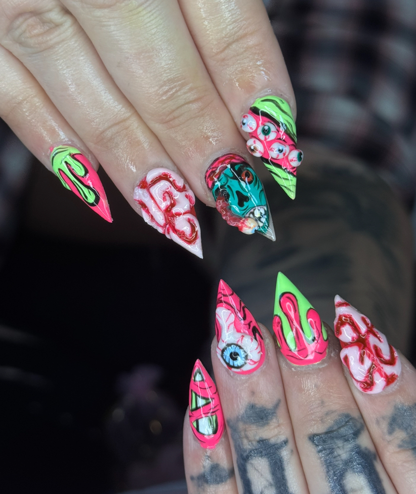 intricate 3d art/nail art
