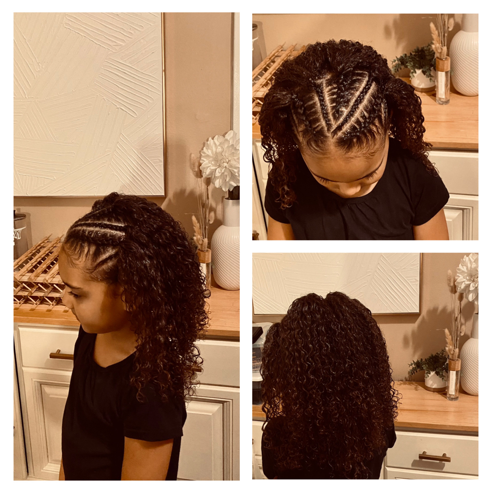Child Half Cornrows W/Natural Hair