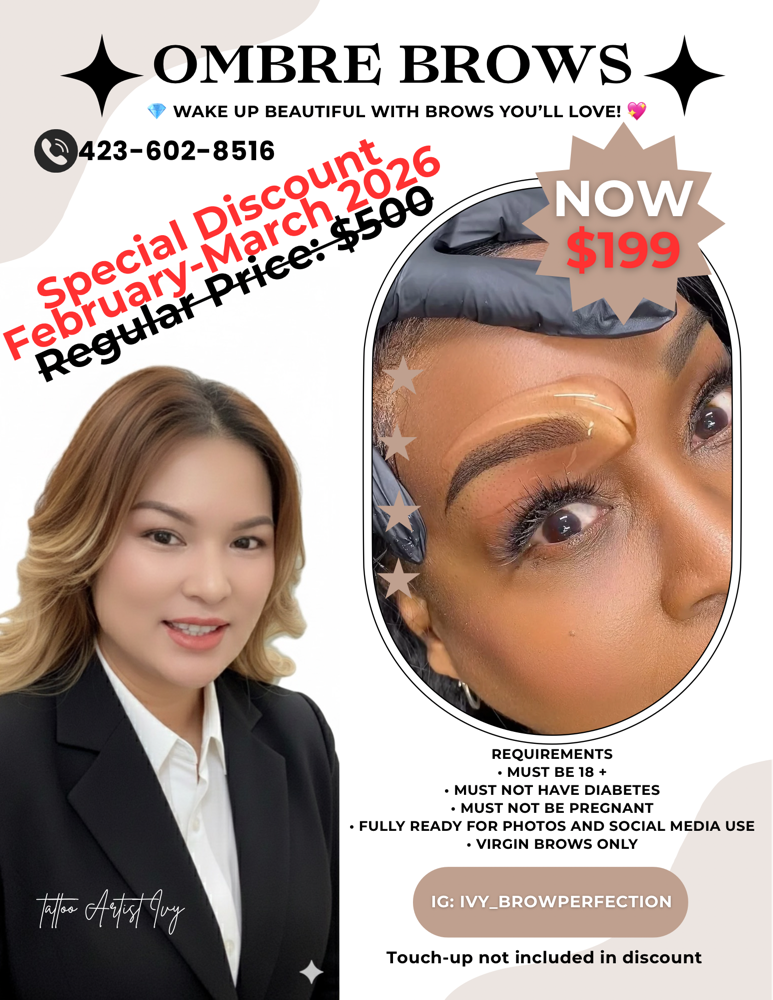 Special Discount February-March at Ivy Brows Perfection in Chattanooga, TN