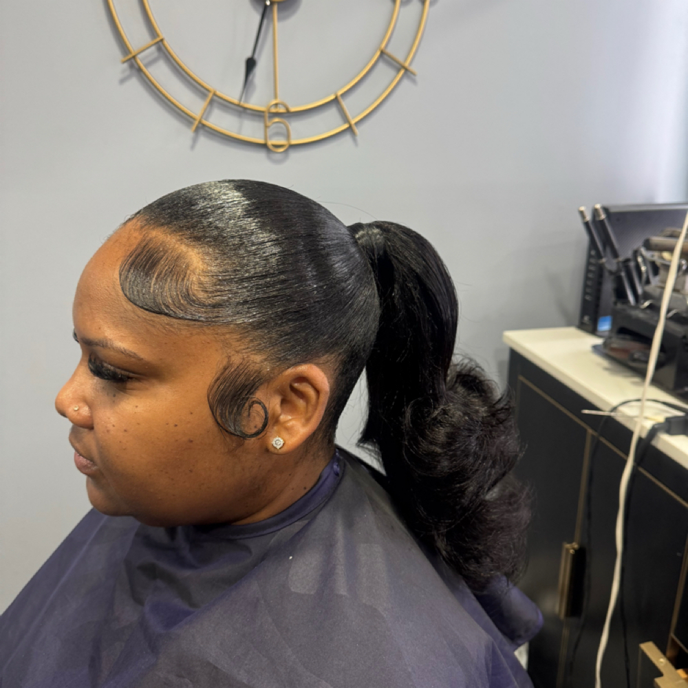 Layered Curled Ponytail at Katyra Bates in Mount Morris, MI