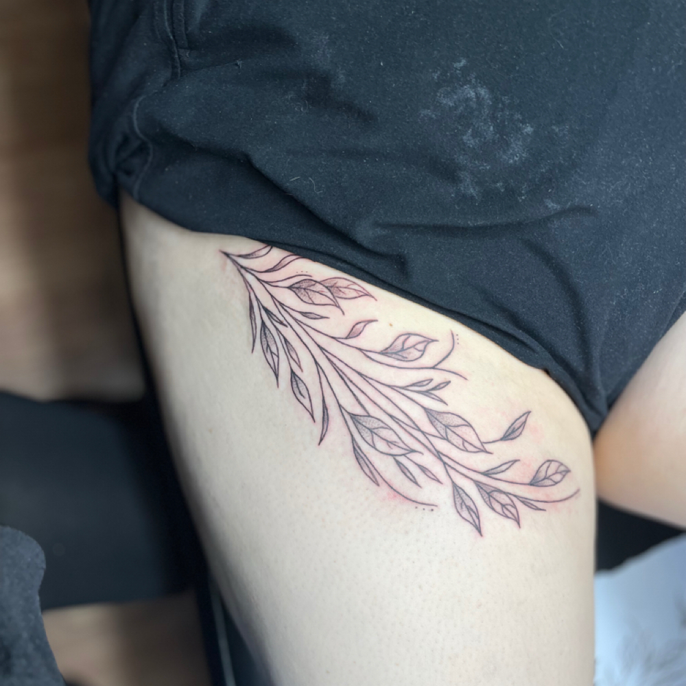 Large Simple Linework Tattoo at Rebellious Makeup by Morgan in Elwood, IN