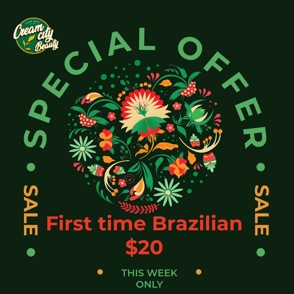 $20 First Time Brazilian 3/30-4/3 at Cream city Beauty in Cudahy, WI