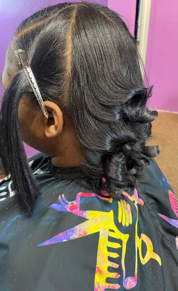Silk Press- Above Shoulder- Curls