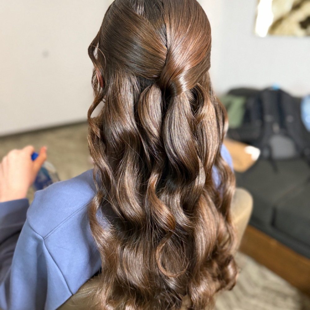 Down Curled Hairstyle at Beauty Bae by Jay in Concord, CA