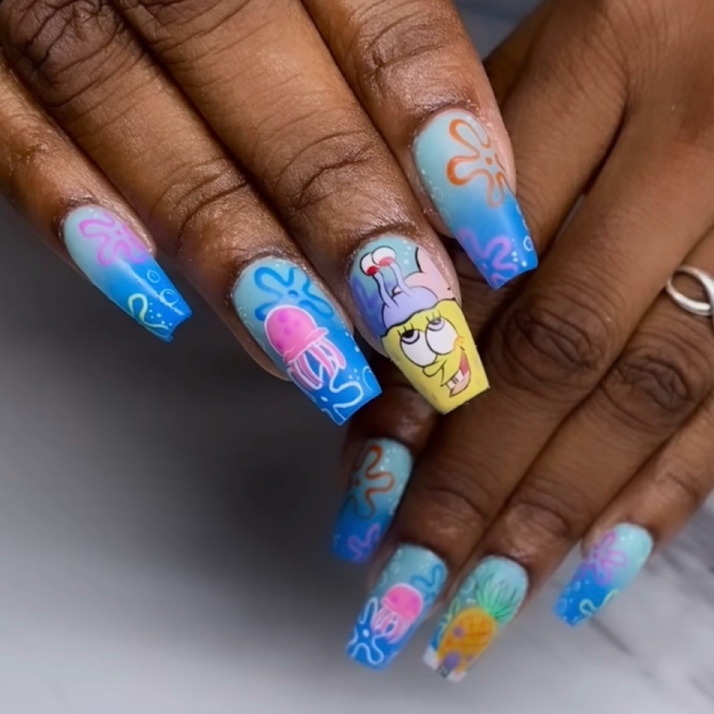 Freestyle Character Set 8–10 Nails at Queen P Nails LLC in Stafford, VA