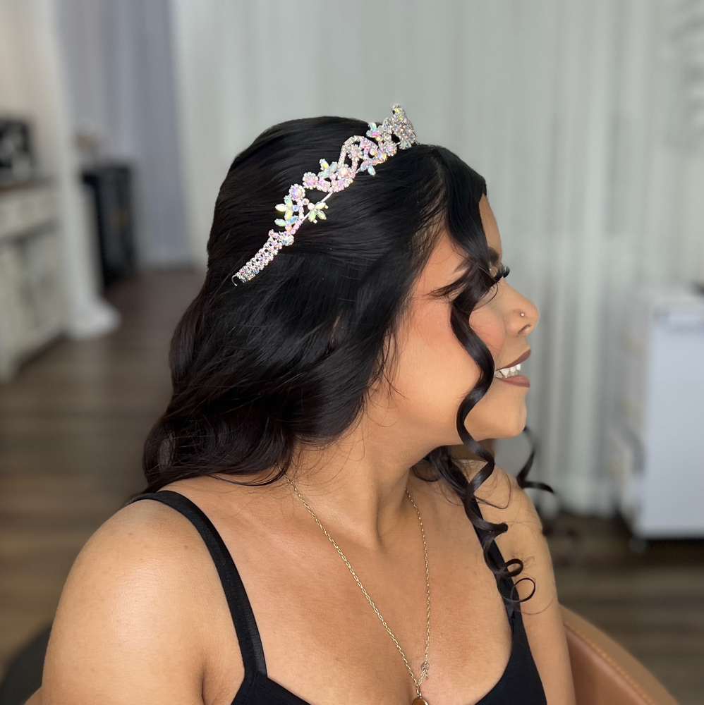 Curled Half-Up Half-Down Style