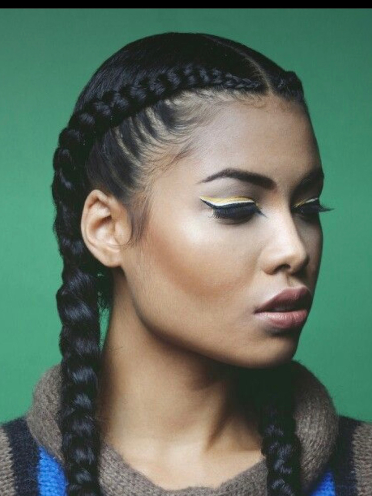 Two  Cornrows  w / Added Hair