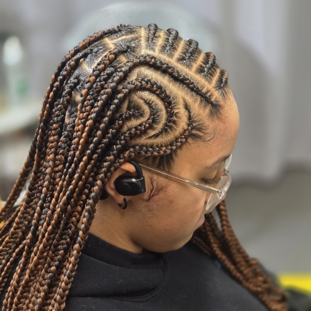 Half & Half Feed In Braids at Happy,Healthy_Hairfidence in Henry County, VA