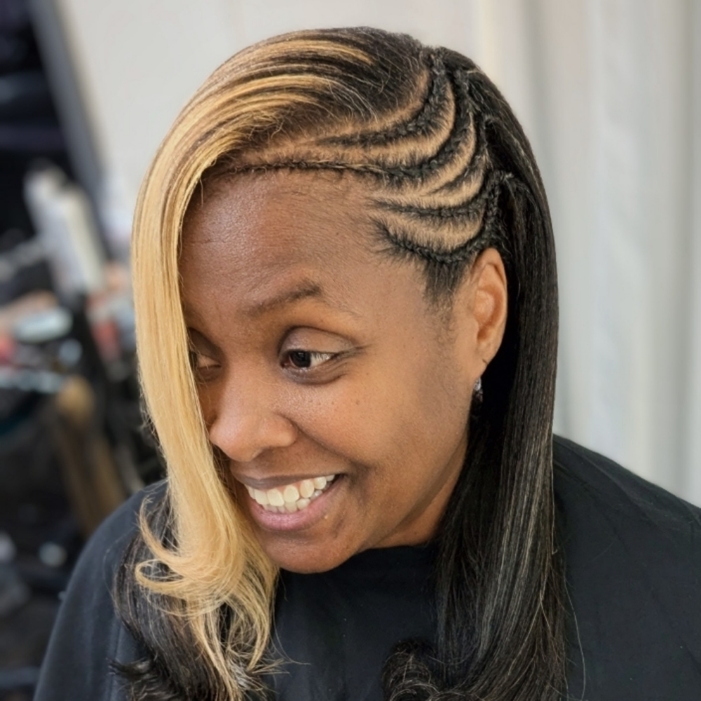 Flat iron & Side braids (No Added) at Essentials Salon & Spa in York, PA