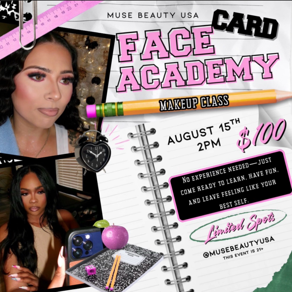 Face Card Academy Makeup Class at Muse Beauty USA in Charlotte, NC