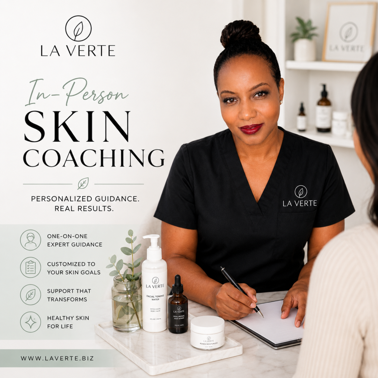 In-Person Skin Coaching at La Verte Skin in Houston, TX