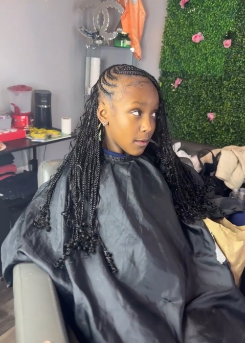 Med Half braids Half Knotless Youth at C&C Hair Collection in Palos Hills, IL