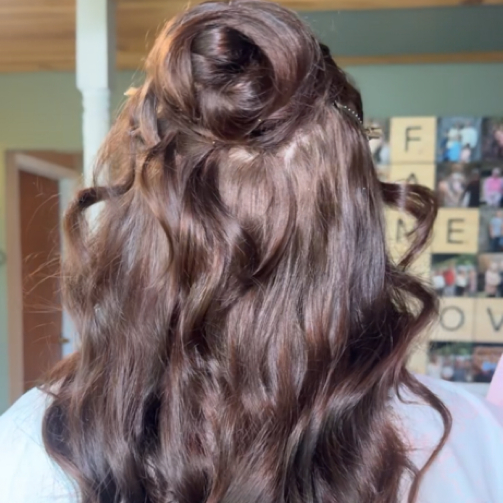 halfup prom style at GLOW Spa Tanning & Fitness in Owego, NY