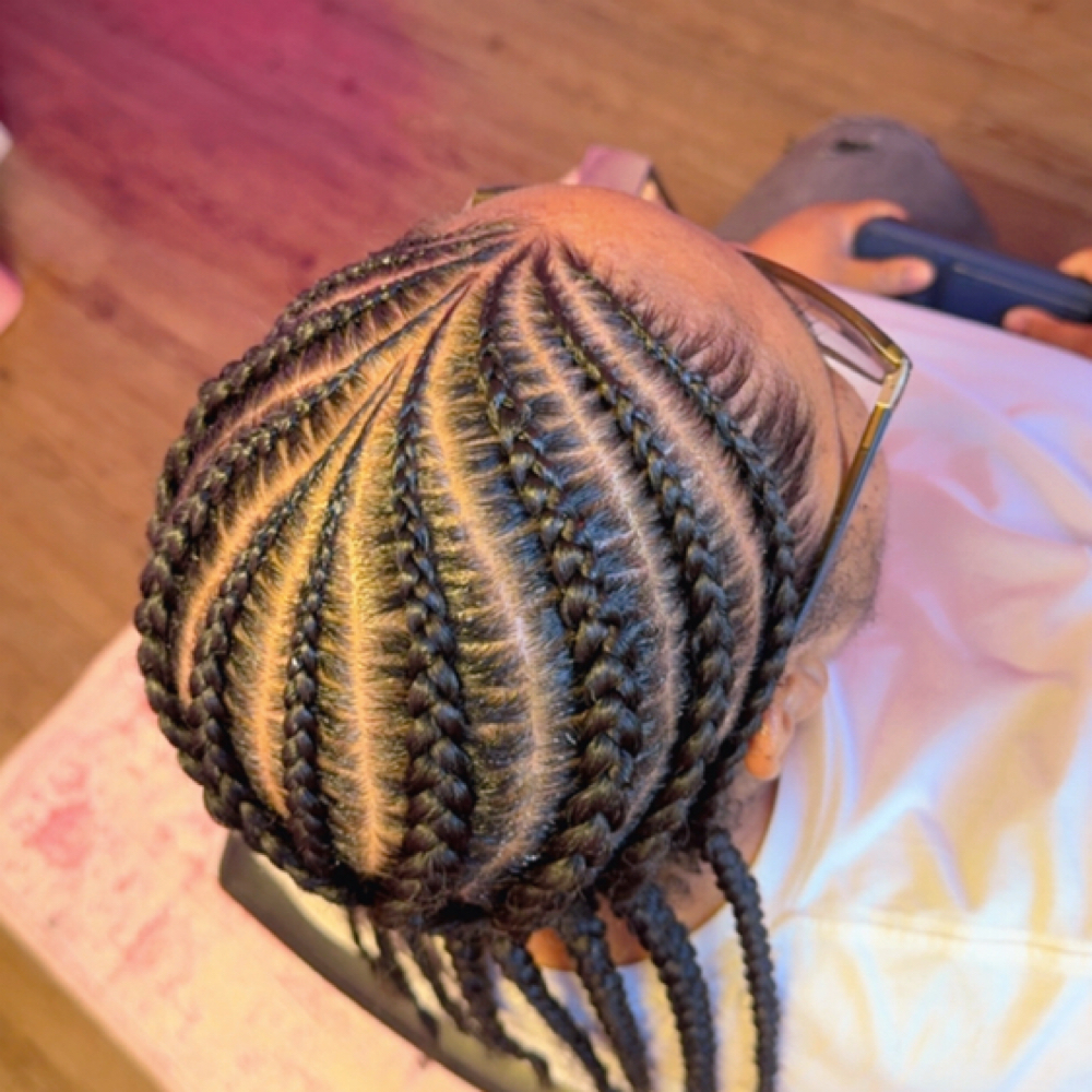Natural Hair Feed-ins at Mejko braid studio in Long Beach, CA