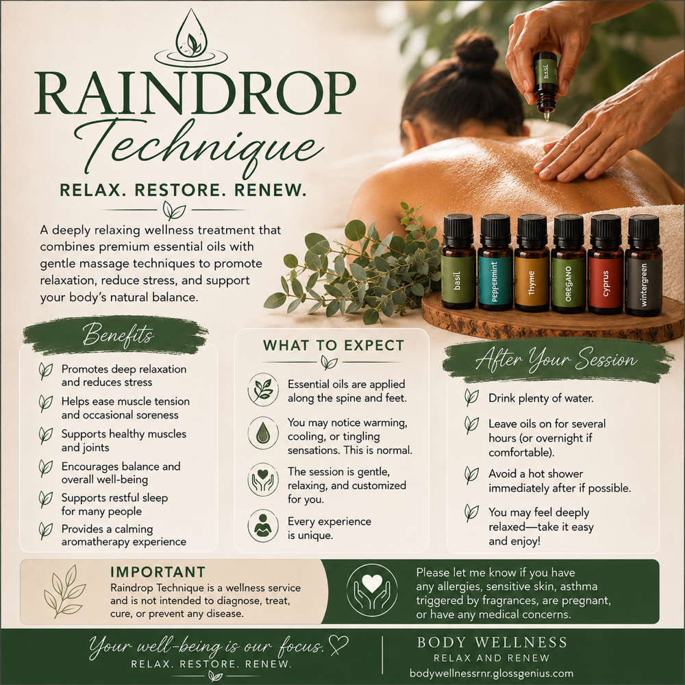 RainDrop Technique 60 at Body Wellness Relax and Renew, LLC in Wesley Chapel, FL
