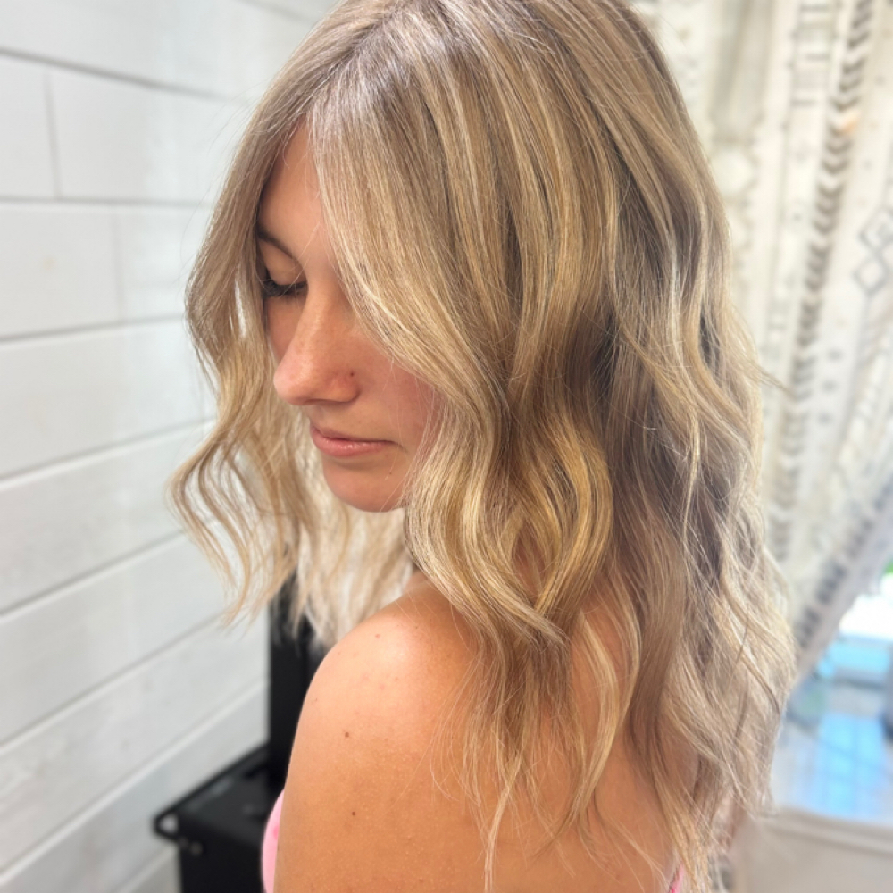 Mini Highlight (Money Piece) at Blown Away Salon & Boutique in Placerville, CA