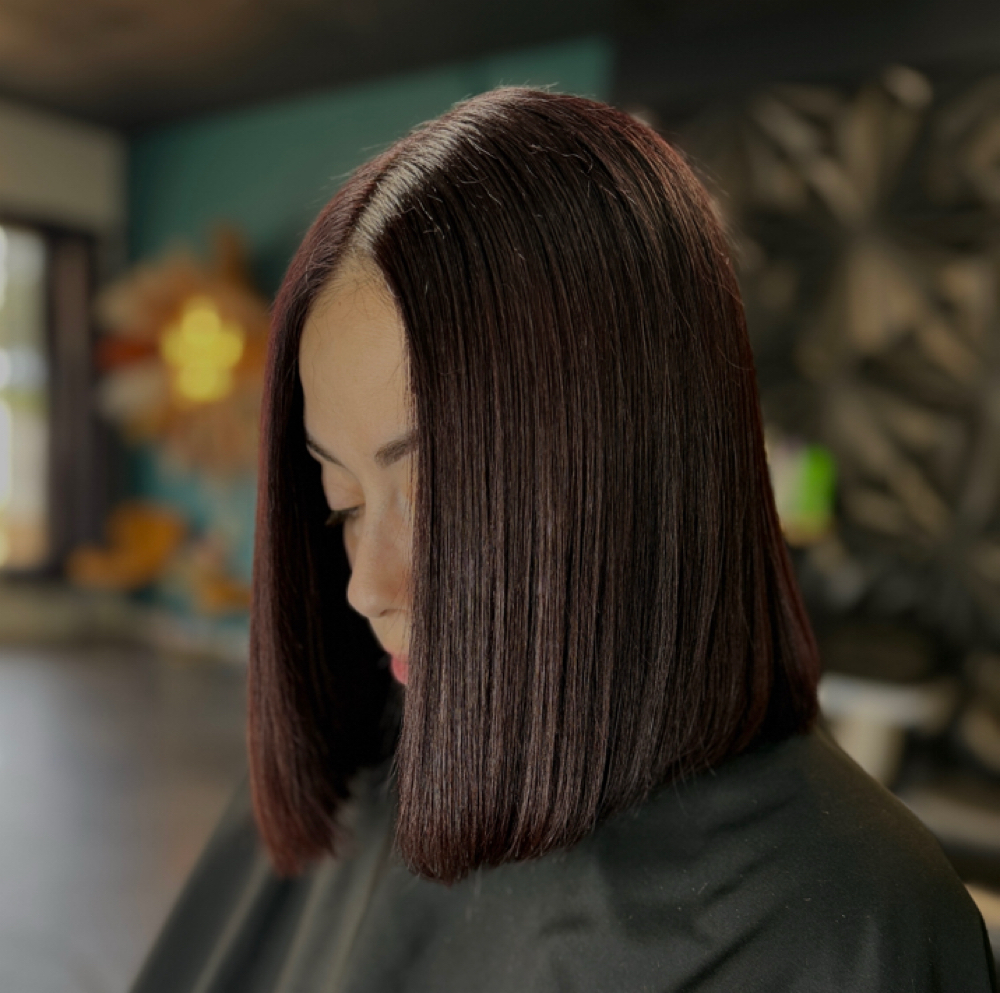 Signature Silk Press (Short fine) at Define Beauty Hair studio in Orange City, FL