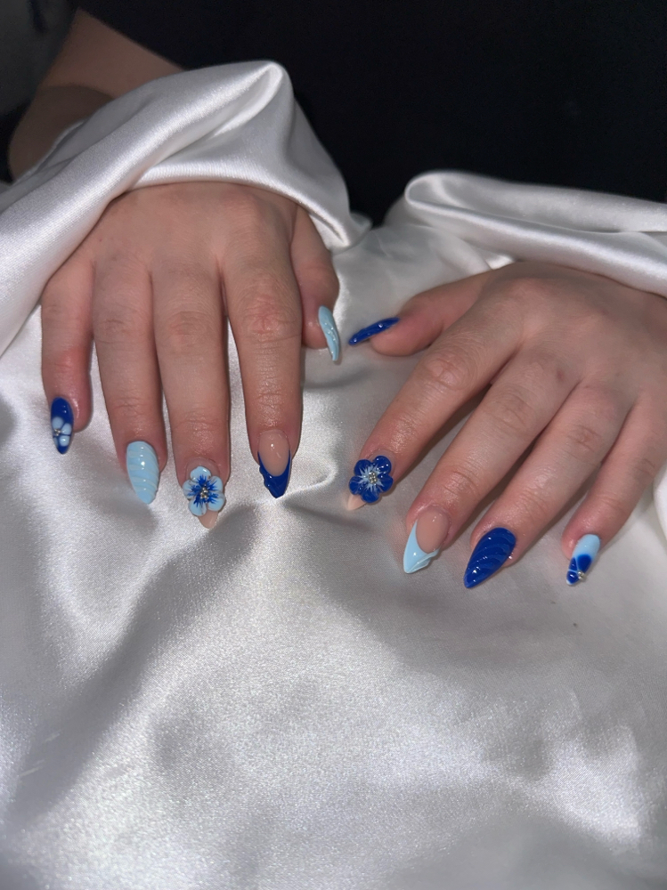 Short Acrylic Full Set With Art