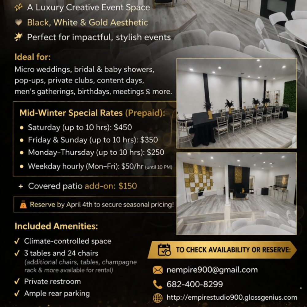 Studio Rental~ Mid Winter SPECIAL at Empire Studio 900 in Mansfield, TX